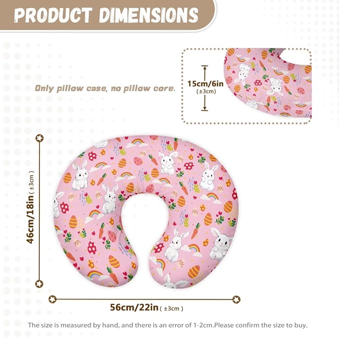 Cartoon Rabbit Nursing Pillow Cover for Infant Snug, Breastfeeding Pillow Slipcover for Baby Girls/Boys, Soft Snug Fits On Newborn Feeding Pillow Case