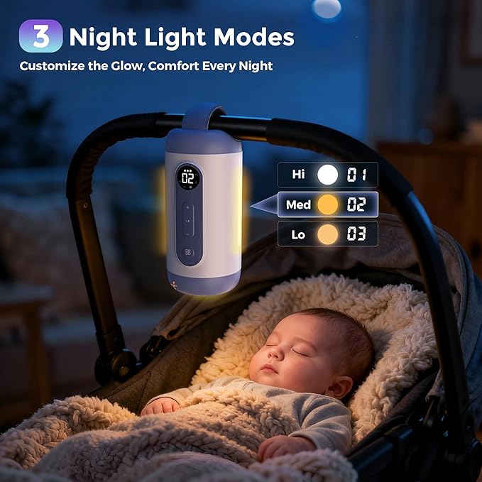 Rechargeable Hands-Free Baby Rocker & Sleep Soother – Portable Vibration Device with 6 Levels, 21 Melodies & Smart Sensor – Fits Most Strollers, Car Seats & Baby Gear, Travel Essential for Newborns