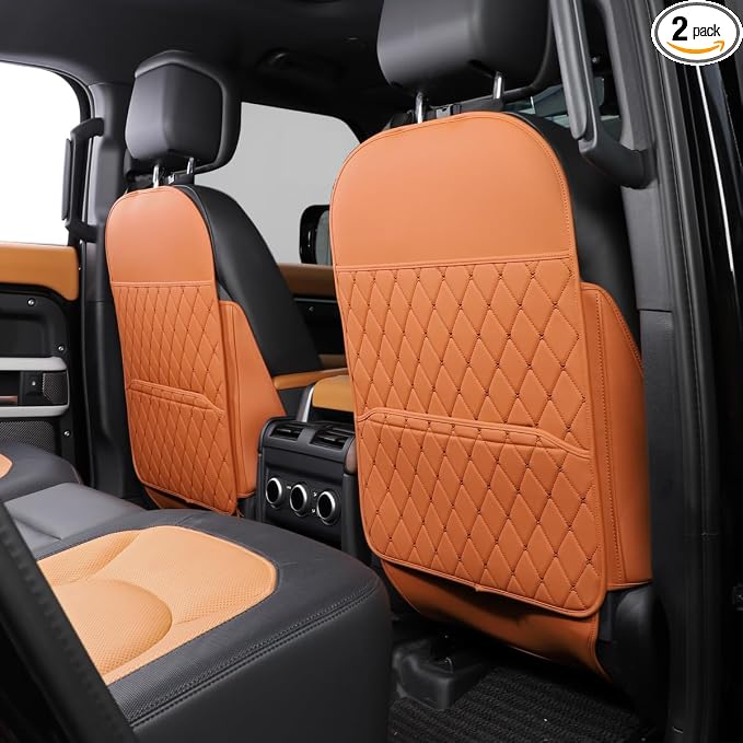 TAIKOO Seat Back Protector + Large Capacity Pocket Storage Organizer,Preventing The Impact of Children Stepping on The Seat Backrest (Style A-Brown)
