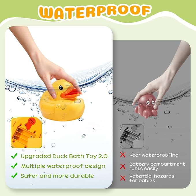 Baby Bath Toy Spraying Duck for 6-12 Month Infant Kids Water Play Sprinkler | Baby bath toy duck for kids & toddlers. Fun water floating design. Great kids' sensory gift.