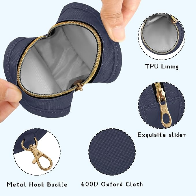 Navy Blue Pacifier Holder Case Newborn Pacifier Storage Pouch for Boys Girls Easy Attach to Diaper Bag Portable Baby Essentials Container