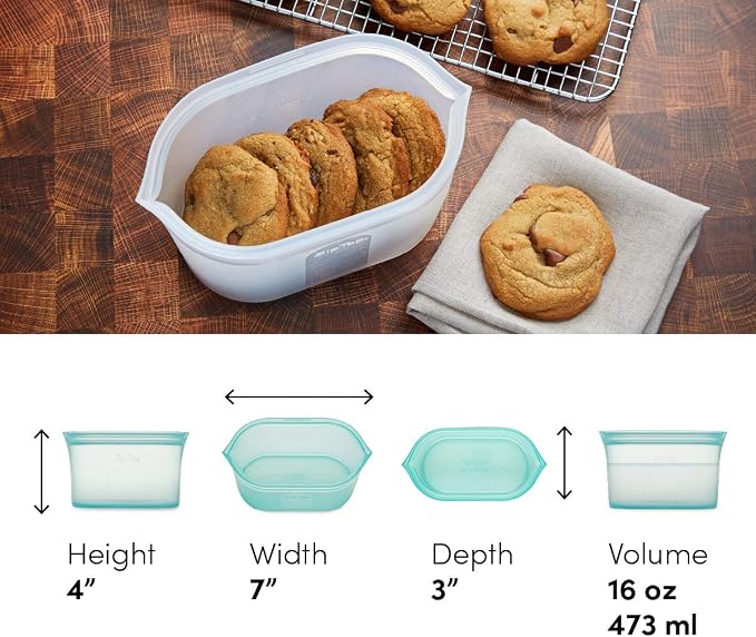 Zip Top Reusable Food Storage Bags | Small Dish [Lavender] | Silicone Meal Prep Container | Microwave, Dishwasher and Freezer Safe | Made in the USA