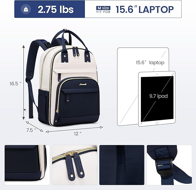 LOVEVOOK Diaper Bag Backpack, Baby Bag with Changing Pad, Large Diaper Backpack Boy Girl, Waterproof Baby Registry Bag for Mom Dad with Stroller Buckles, Dark Blue-beige