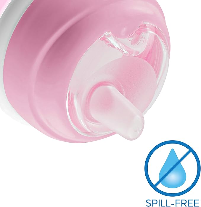 Chicco Transition Sippy Cup with Silicone Spout and Spill-Free Lid 7oz. | Calibration Markings | Removable Handles | Top-Rack Dishwasher Safe | Easy to Hold with Ergonomic Indents | Pink | 4+ months