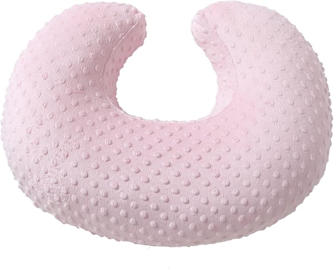 Nursing Pillow and Positioner Breastfeeding and Bottle Feeding, Propping Baby, Tummy Time, Sitting Support for Baby Boy Baby Girl, with Removable Dots Cover (Blushing Bride)