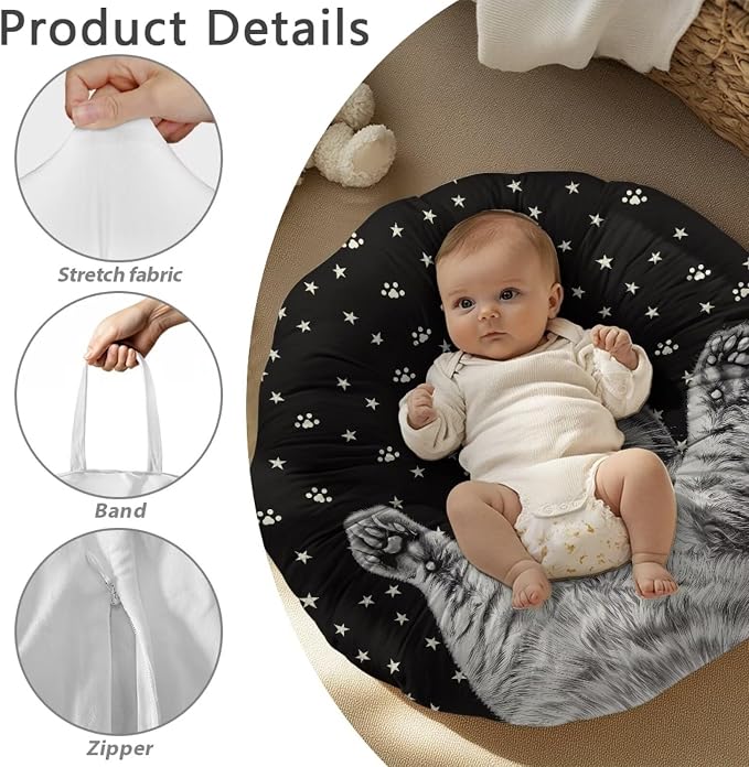 Cat Nursing Pillow Cover Breastfeeding Pillow Slipcover for Baby Boys & Girls Nursing Pillow Case for Newborn Soft Fabric Fits Snug On Infant Pillow Not Included