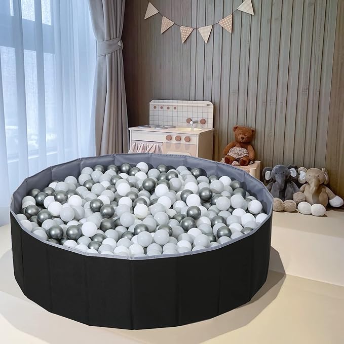 Ball Pit for Toddlers Babies Dogs Cats Iinfant Children, Foldable Ball Pits Play Tent, Crawl Playpen Ball Pool with Storage Bag, Surprise for Boys Girls Festival (Balls Not Included), Black