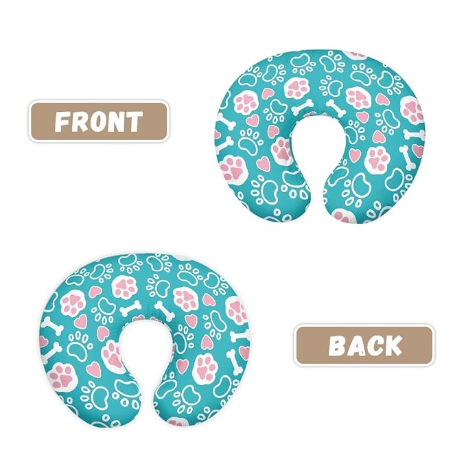 Dog Paws Bone Nursing Pillow Covers, Nursing Pillow Slipcovers Breastfeeding Newborn Infant Feeding Cushion Cover Case