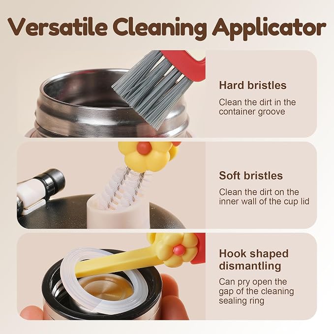 Upgraded 3 in 1 Cup Lid Cleaning Brush, 2026 New Multifunctional Lid Cleaner Brush, Portable Crevice Cleaning Brush Set for Baby Bottle Gap Tight Spaces
