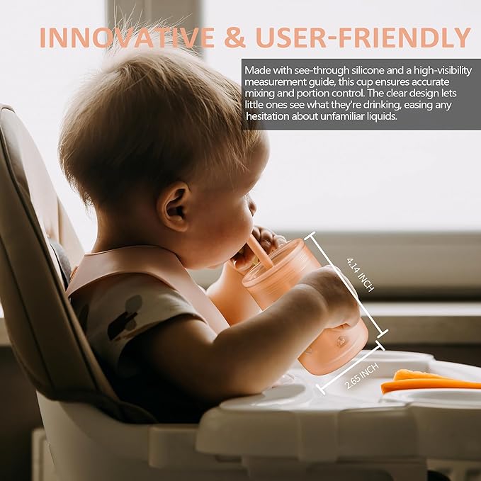 Sippy Cup for 6/6+ Month Old, Silicone Training Cup with Straw Lid, 7 oz Baby Cups 6-12 Months, for Infant and Toddlers (Coral)