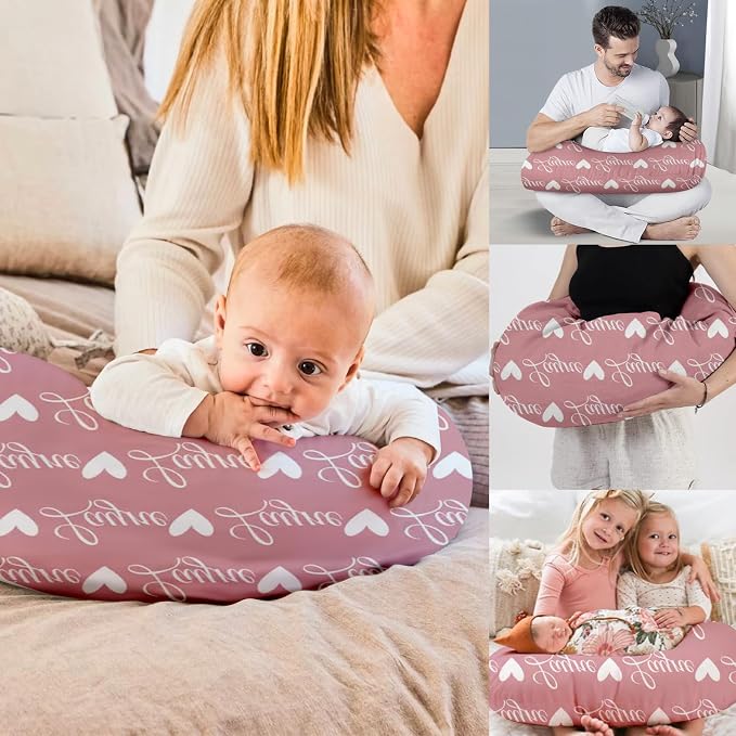 Dyoart Baby Nursing Pillow Cover,Personalized Soft Nursing Covers,Custom Name Breastfeeding Pillow Cover for Bottle Feeding,Gifts for Toddler Infant(23"x19"x5.5")(one Size)