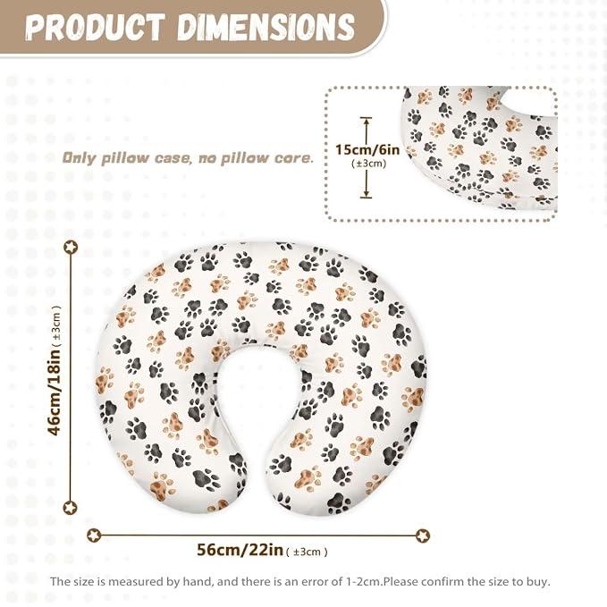 Dog Paws Newborn Nursing Pillow Cover Ultra Soft Comfortable Feeding Pillow Case Fits Bottle and Breastfeeding Pillows with Hidden Zipper, Nursery & Living Room Sofa Car Decor