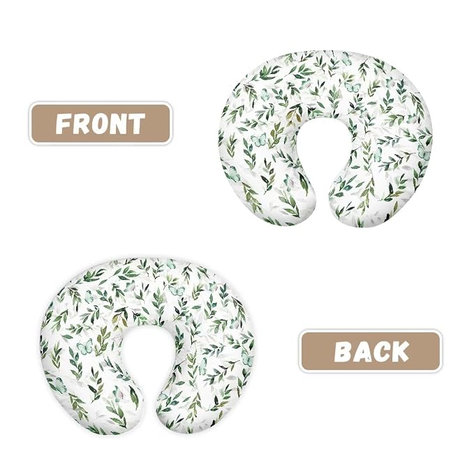 Green Leave Ultra Soft Baby Nursing Pillow Slipcover with Hidden Zipper Soft Comfortable Breastfeeding Pillow Cover for Baby Girls Boys Gift