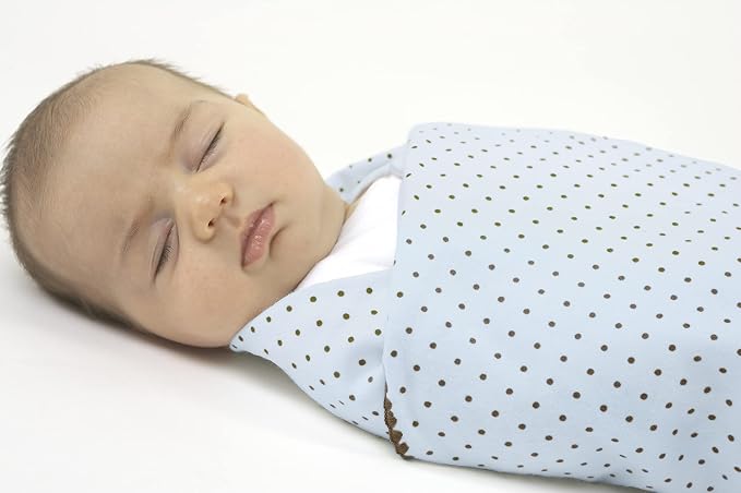 SwaddleDesigns Large Receiving Blanket, Ultimate Swaddle for Baby Boys, Girls, Softest US Cotton Flannel, Best Shower Gift, Made in USA, Brown Polka Dots on Pastel Blue (Mom's Choice Award Winner)