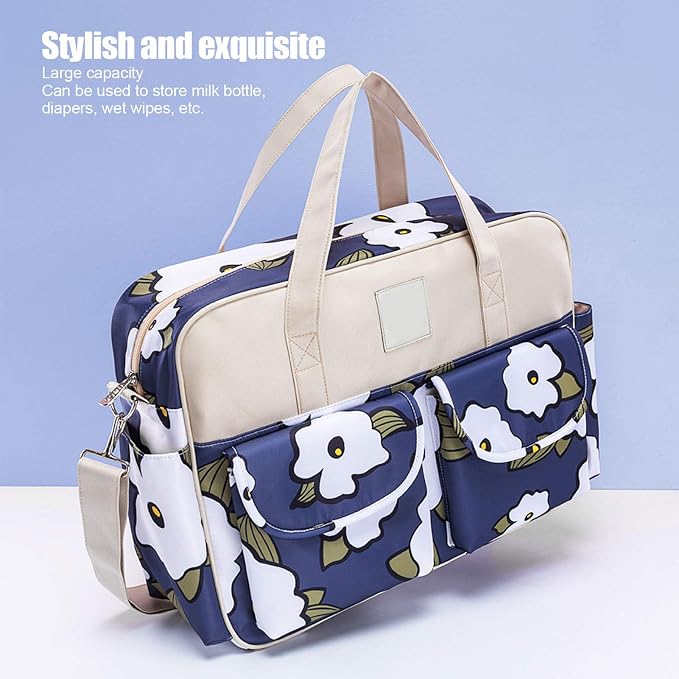 Diaper Bag, Multi Functional Portable Waterproofs Stylish Shoulder Bag Organizer Travel Backpacks with Insulated Pockets for Mom
