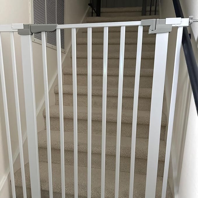 41 Inch Tall Baby Gate Auto Close Dog Gate Adjustable 29.92"-49.21" Wide Pressure Mounted Walk Through Swing Pet Gate for Doorways (White, 29.92"-49.21" Wide)