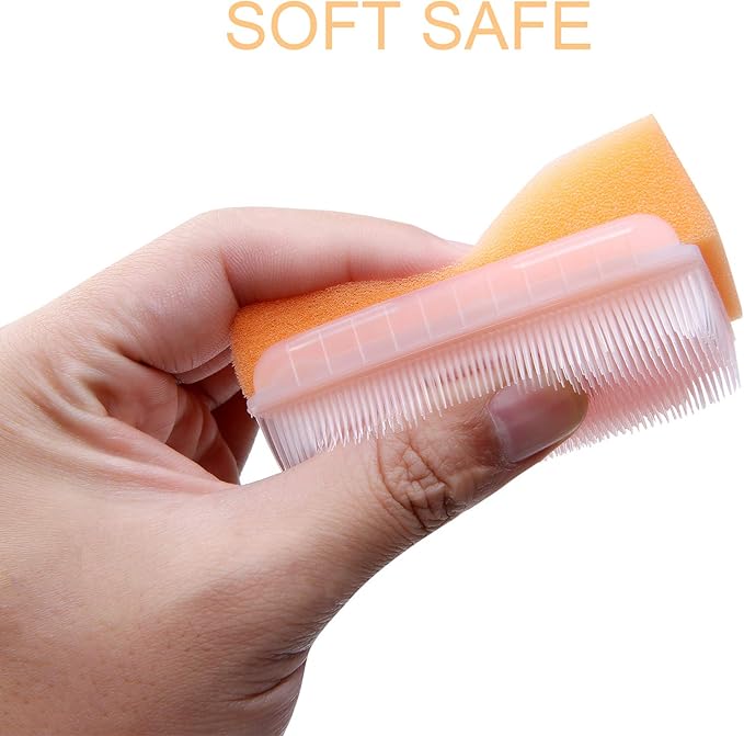 ARGOMAX Baby Bath Sponge (6 Pieces) Soft Foam Washing Device with Cradle Caps Brushes Body, Hair and Head Skin for Cleaning The Gentle Baby Sensory Bath Sponge Brush