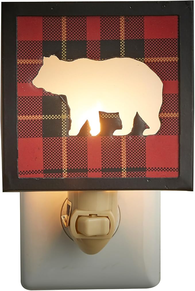 Park Designs Sportsman Plaid Bear Night Light