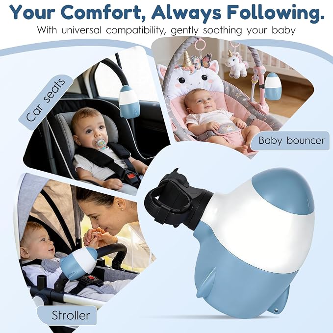 Portable Stroller Rocker Sleep Aid, Fits All Strollers and Prams,Gently Rocks Any Stroller or Pram, Rechargeable Bouncer with Adjustable Speed (Sky Blue)