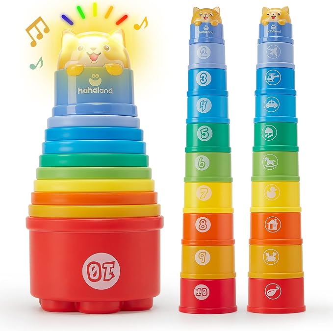 hahaland Stacking Toys for Toddlers 1-3 - Stacking Cups - Toddler Toy Age 1-2 Learning Montessori Toys for 1 Year Old Boy Baby Stacking Cups 12-18 Months