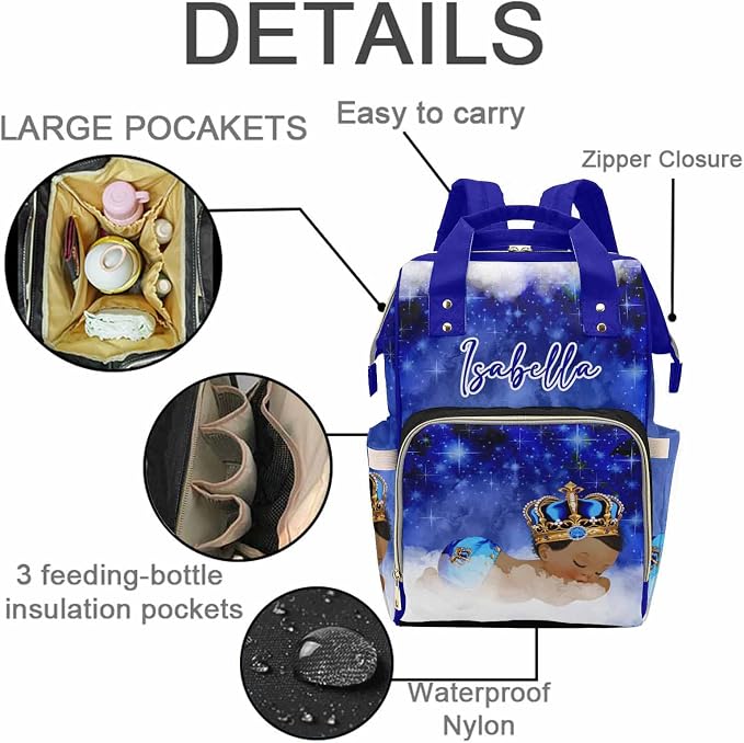 M YESCUSTOM Personalized Name Diaper Bag for Women Custom Starry Sky Nursing Baby Backpack for Shower Gift
