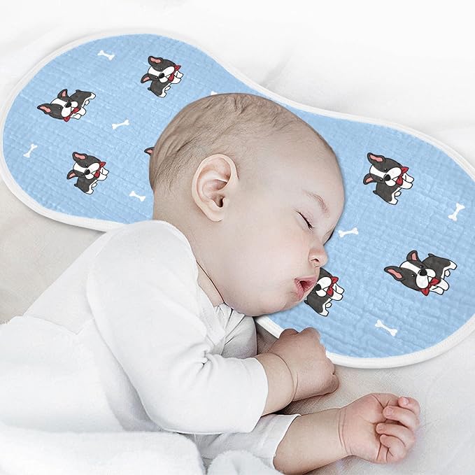 vvfelixl Burp Cloths Boston Terrier Dog for Baby Boy Girls Baby Washcloths Burp Rags 1 Pack Blue