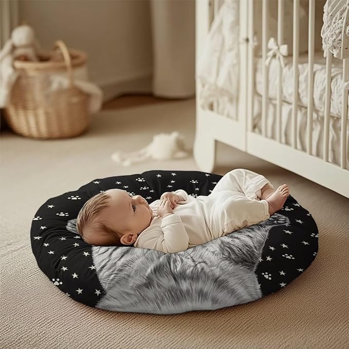 Cat Nursing Pillow Cover Breastfeeding Pillow Slipcover for Baby Boys & Girls Nursing Pillow Case for Newborn Soft Fabric Fits Snug On Infant Pillow Not Included