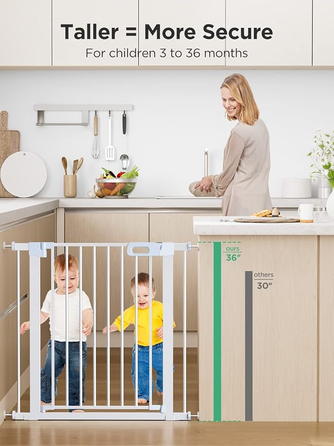 Ciays 29.5” to 37.8” Safety Baby Gate, Extra Wide Auto-Close Dog Gate for Stairs, Easy Walk Thru Indoor Pet Gate for Doorways and Rooms, 36in Tall