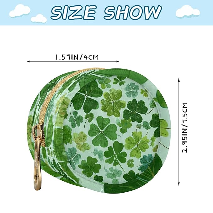 Pacifier Holder with Clip Pacifier Case for Diaper Bag Round Baby Pacifier Pouch Box Bag Portable Green Nature St Patrick Clovers