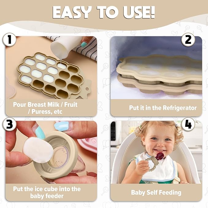 O'doe Baby Weaning Set ??15 Pcs Silicone Baby Feeding Set with Suction Plate, Bowl, Bib, Sippy Cup, Fruit Feeder & Freezer Tray ??Baby Plates and Bowls Set for 3M+ | BPA-Free Baby Dishes & Utensils