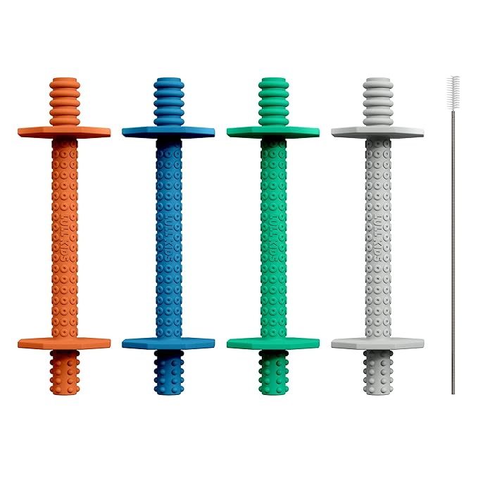 Silicone Baby Teethers 0-6 Months, Textured Baby Teething Toys 3-6 Months, Toddler Molar Teething Relief Sticks, Freezable Chew Straws for Babies 6-12 Month Girl Boy Infant (Autumn)