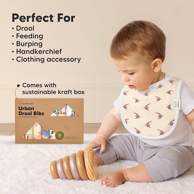 8-Pack Organic Baby Bibs for Boys, Girls - Soft Cotton Drooling and Teething Bibs for Baby Girl & Boy, Extra Absorbent, Easy to Clean & Put On for Toddler, Newborn, Infant 0-24 Months (Mesozoic)