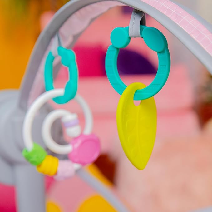Bright Starts Pink Paradise Portable Compact Automatic Baby Swing with Music, Unisex, Newborn +