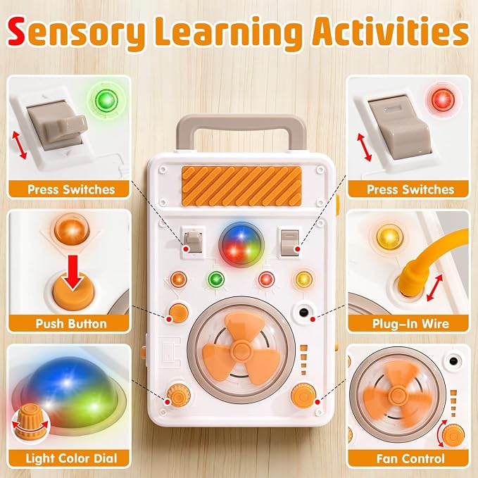 Montessori Busy Board Toys for 1 Year Old Boy, Educational Sensory Light Switch Toys for Toddlers 1-3, Travel Learning Activities for 2 Year Old Girl Birthday Gifts