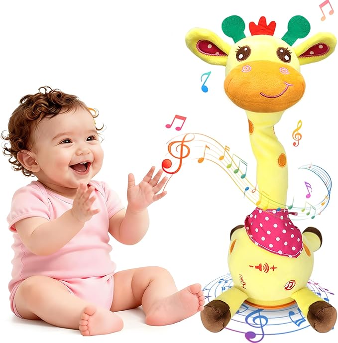 Hunfur Talking Dancing Giraffe Baby Toys for 3-18 Months, Singing Recording Repeats What You Say with Glowing Light, Funny Gift for Toddlers 1-3 Year Old, Boys Girls Tummy Time Toys