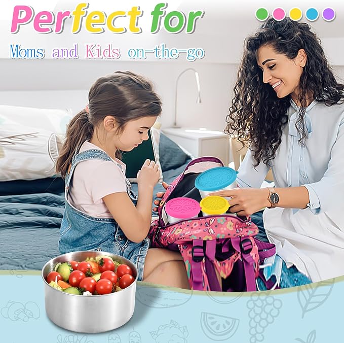 UPTRUST 304 Stainless Steel Snack Containers with Lids, 5 Pack Stackable Nesting Food Storage Containers, Metal Lunch Boxes for Travel School Work, 5 Sizes