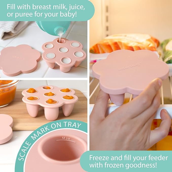 Little Twig Baby Fruit Feeder Pacifier & Teether Set ??Silicone Baby Food Feeder with Freezer Tray, BPA Free Teething Toy for Infants, Breast Milk Pops, Fruit & Puree Feeder, Baby Led Weaning Kit