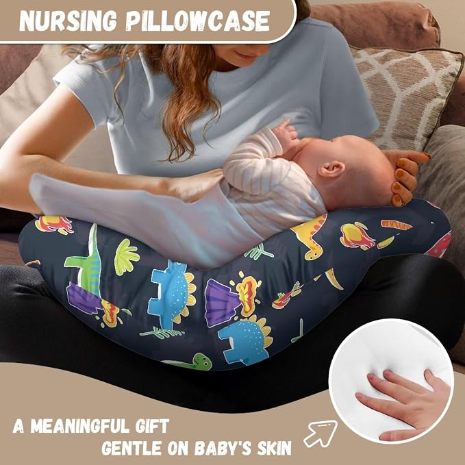 Dinosaur Tree Nursing Pillow Covers Slipcovers for Breastfeeding Moms, Ultra Soft Breathable Feeding Pillow Slipcover for Baby Boy Girl