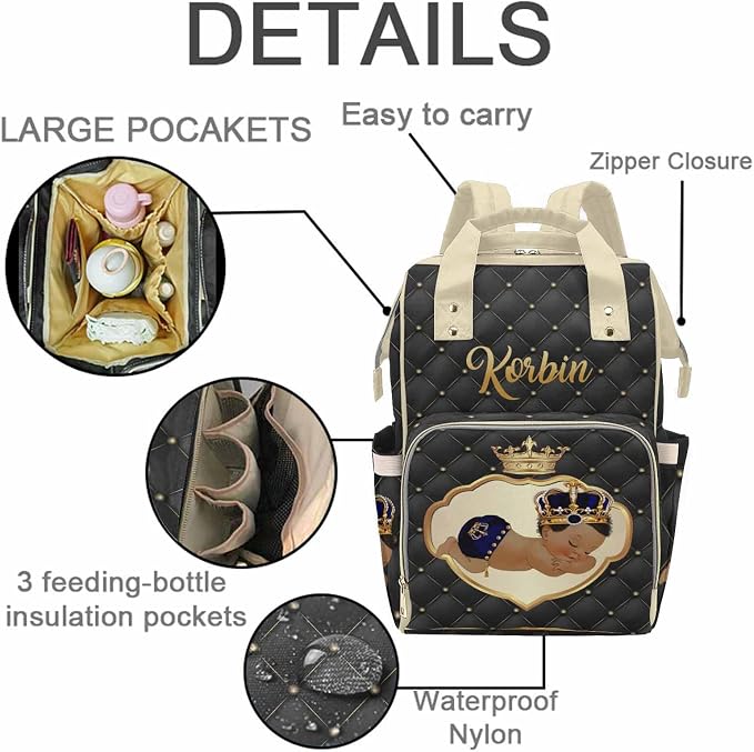 M YESCUSTOM Custom Name Diaper Bag Backpack for Wife Women Portable Waterproof Diaper Bags Mothers Day Gifts Personalized Cute Yellow Mommy Nursing Daypack Travel Diaper Backpack