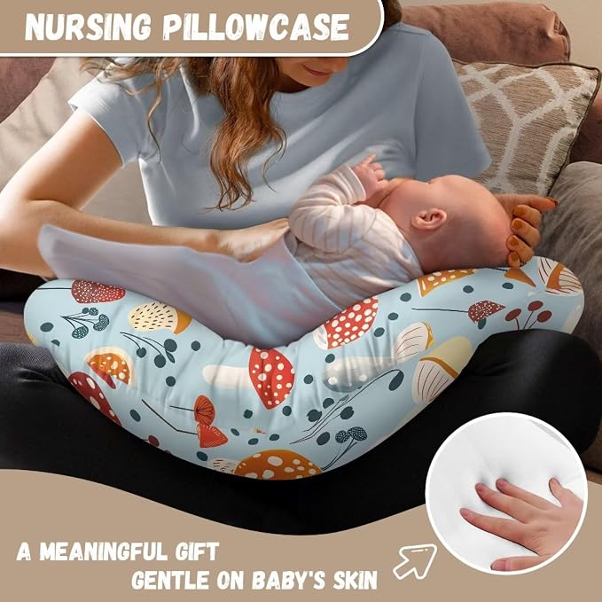Nursing Pillow Cover Stretchy，Cotton Blend，Mushroom Diversification,Fits The Original Support for Breastfeeding，for Breastfeeding and Bottle Feeding