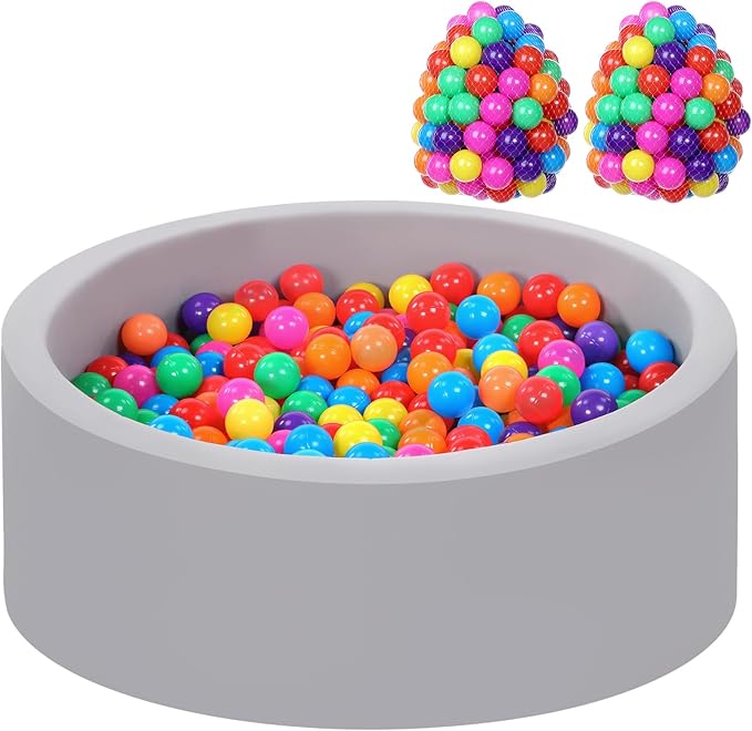 Foam Ball Pit for Toddlers with 200 Balls, Large Baby Ball Pit for Babies with Soft Memory Sponge, Indoor Outdoor Baby Playpen, Kids Play Ball Pool, Gift Toys for Infants Boys and Girls