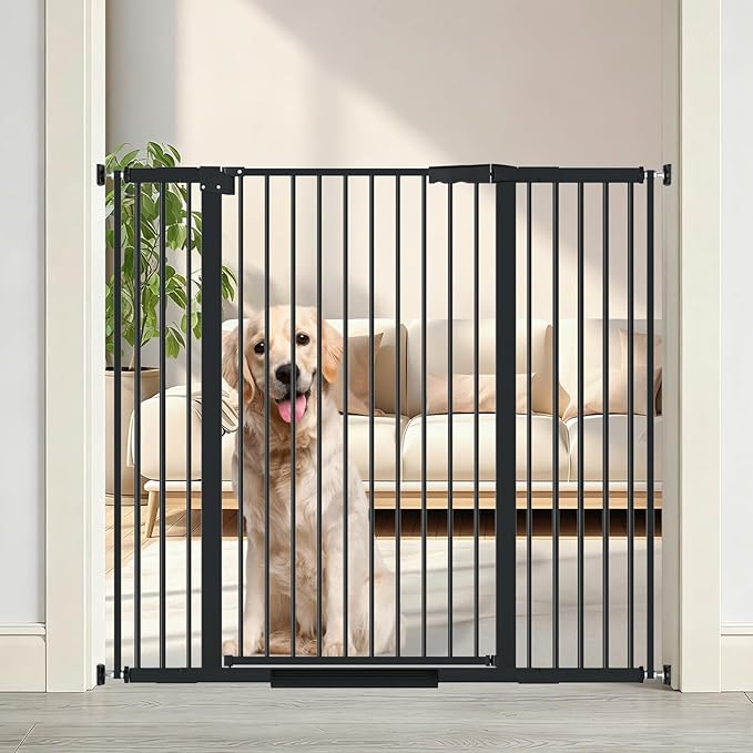 AiWMGL 40.55" Tall, 34.05-45.86 Inch Wide, 1.37" Ultra Narrow Spacing Dog Pet Baby Gate Indoor for Doorway Hallway, Pressure Mounted 35 36 37 38 39 40 41 42 43 44 45 Inches Wide Black