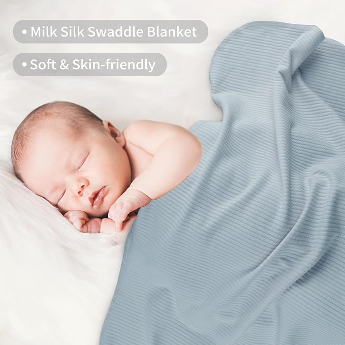 Viviland Jersey Swaddle Blanket, Ultra Soft Stretchy Receiving Blanket, Newborn Swaddle Wrap for Boys & Girls, 40 x 30 inches, 2 Pcs