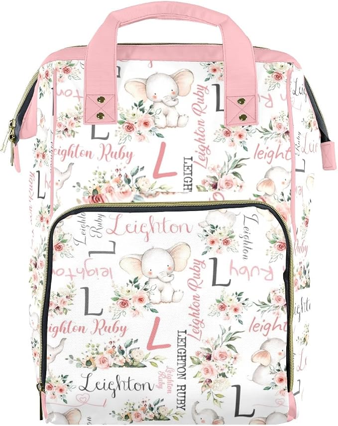 Custom Diaper Bag for Baby Customized Elephant Baby Bag Personalized Nursing Bags with Name Custom Name Mommy Daypack Bag Tote Bag Gifts