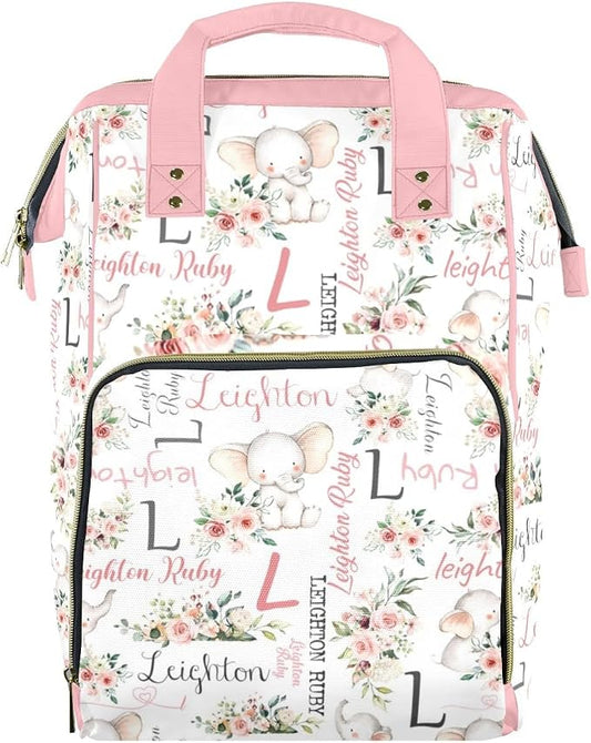 Custom Diaper Bag for Baby Customized Elephant Baby Bag Personalized Nursing Bags with Name Custom Name Mommy Daypack Bag Tote Bag Gifts