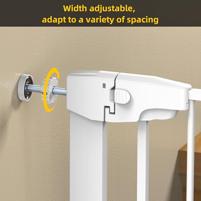 Easy Step Walk-Thru Baby Gate ??Adjustable Safety Gate for Babies & Pets, Pressure Mount Kit, Includes Wall Cups ??29.7-48.8W x 30.5H, Auto-Close White