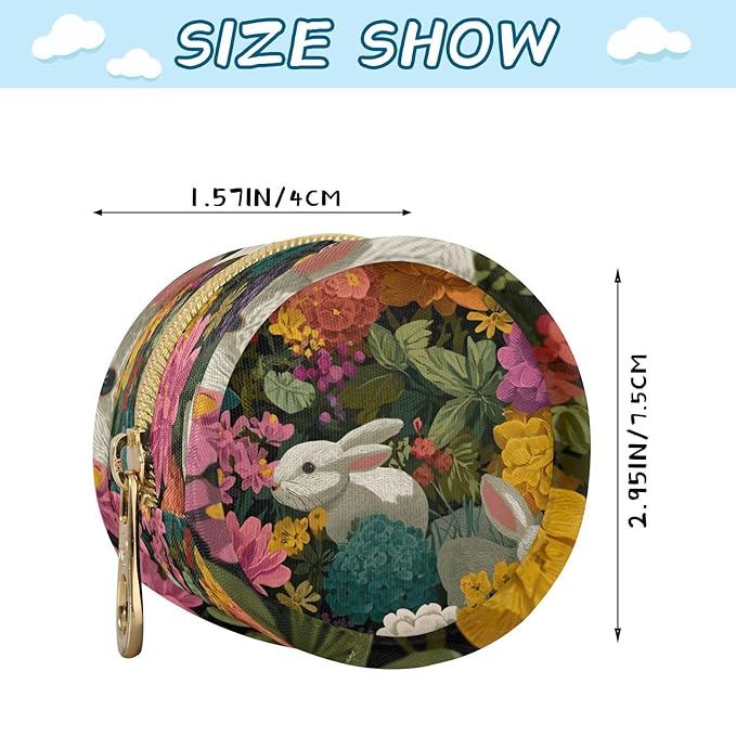Pacifier Holder with Clip Pacifier Case for Diaper Bag Round Baby Pacifier Pouch Box Bag Portable Pink Green Rabbit and Flower Easter