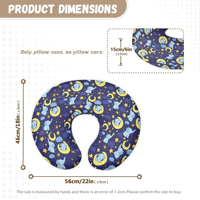 Elephant Moon Nursing Pillow Cover Slipcover, Breastfeeding Newborn Infant Feeding Cushion Cover Pillow Slipcovers for Breastfeeding Moms