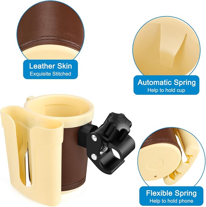 Accmor Stroller Cup Holder with Phone Keys Holder, 3-in-1 Universal Cup Holder, Drinks Bottle Holder for Stroller, Bike, Wheelchair, Walker, Scooter