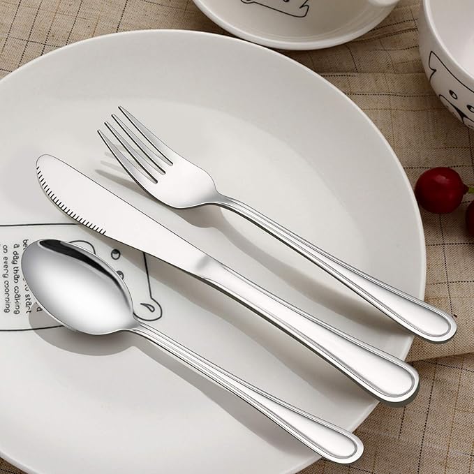 LIANYU 9-Piece Kids Silverware Set, Stainless Steel Toddler Utensils Flatware Set, Child Cutlery Tableware for 3, Include Knife Fork Spoon, Mirror Finished, Dishwasher Safe